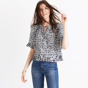 Lace up silk top